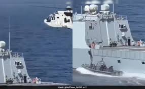Following an SOS message, the Pakistan Navy assists an Indian ship that is stranded in the Arabian Sea