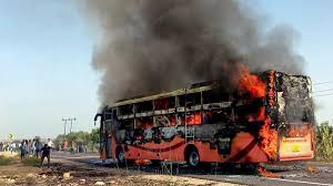 Near Salur Ghat in Koraput, an OSRTC bus caught fire, however the occupants were unharmed.