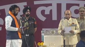 Samrat Choudhary is sworn in as the first Chief Minister of the BJP in Bihar.