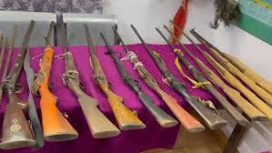 In Gajapati, Odisha, an illegal gun factory was busted; 12 domestically made guns were recovered, and two people were arrested.