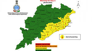 Odisha is still experiencing a heatwave; 26 districts are under a yellow warning, and rain is expected until June 13.