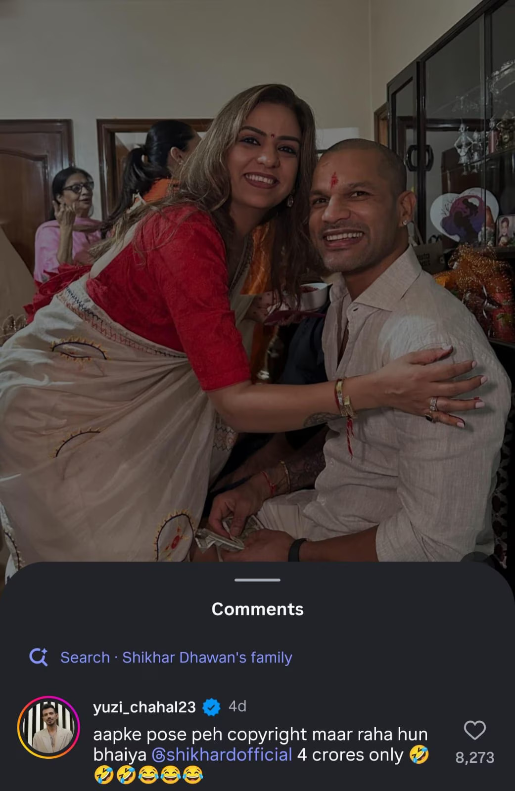 Shikhar Dhawan joins in on the ₹4 crore alimony, seemingly in jest at Dhanashree Verma