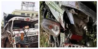 Three people were murdered when a sand-laden Hyva truck hit a motorcycle in Bhubaneswar.