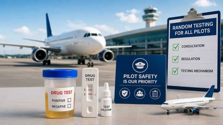 The government considers random drug testing for commercial pilots throughout the year