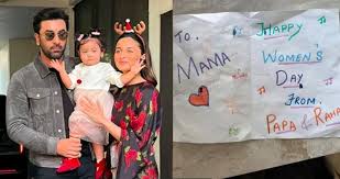 Raha and Ranbir Kapoor surprise Alia Bhatt with a handmade card on Womens Day.